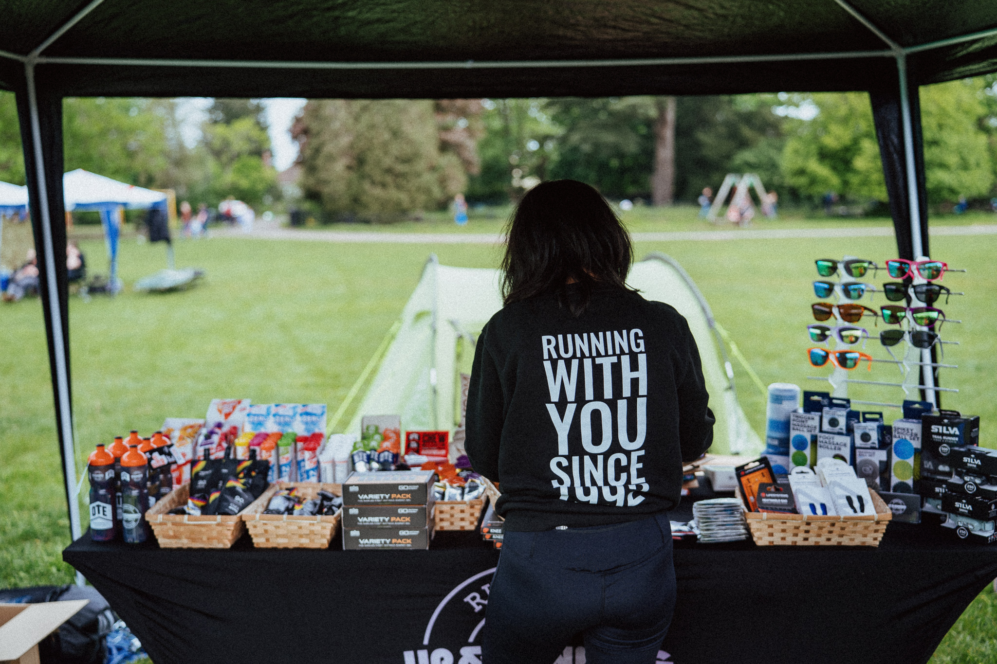 Bristol Backyard Ultra event village showing commercial partner activity.