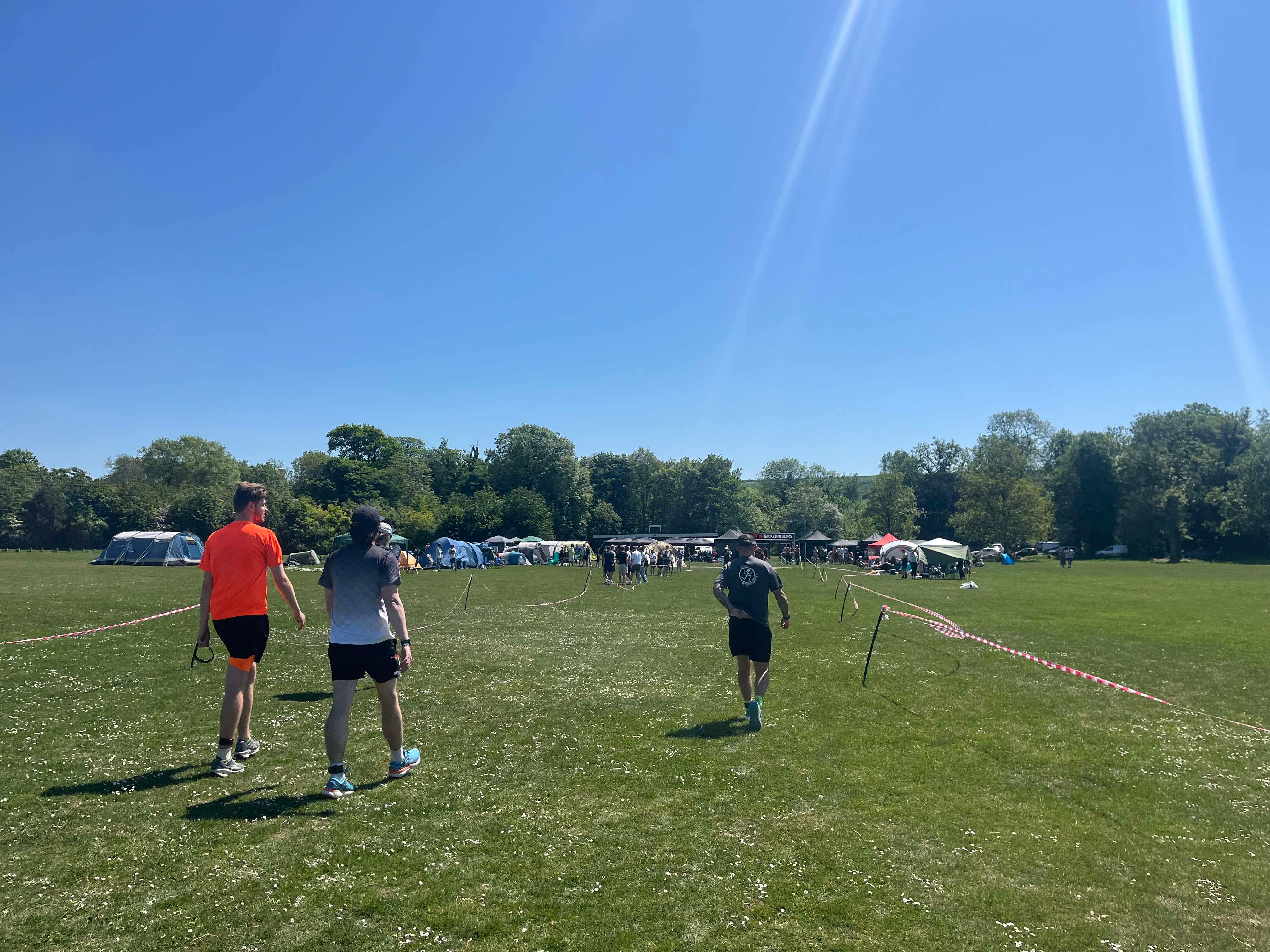 Runners walking together at the finish